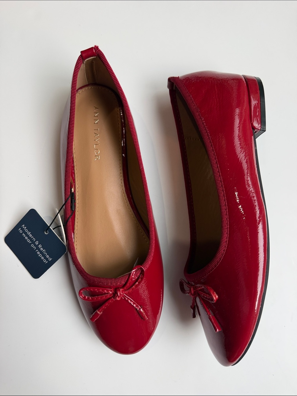 Ann Taylor Red Patent Leather Memory Foam Ballet Flats - Size 7.5